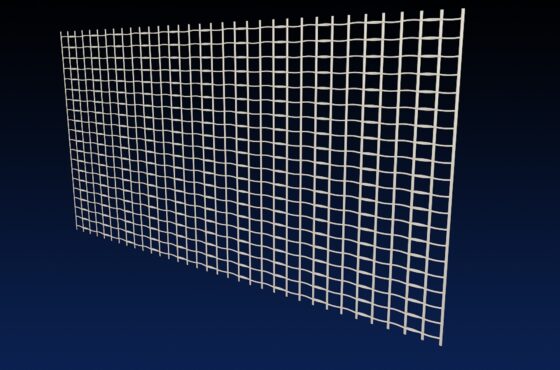 Product image render of Glass fibre reinforced render mesh weave 4.5mm x 4.5mm, on black and navy gradient background