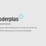 Render beading CPD presentation slide, grey background with content title and company logo and presentation title
